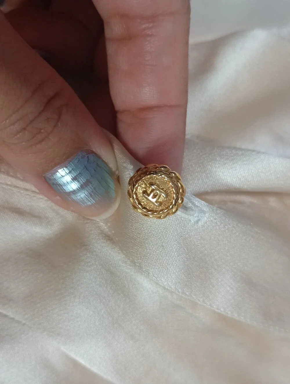 Vintage Chanel Boutique Collared Blouse With Gold Tone Buttons
